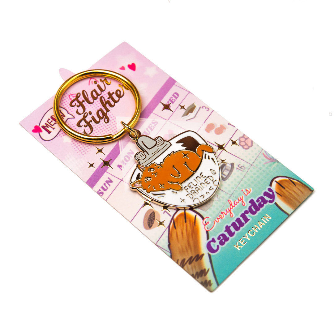 Feline Drained (Havana Brown Cat) Keychain  Flair Fighter   