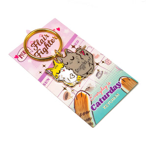 I Heart Snuggles (Manx Cat & American Bobtail Cat) Enamel Pin + Keychain + Vinyl Sticker BUNDLE [3 PCS]  Flair Fighter   