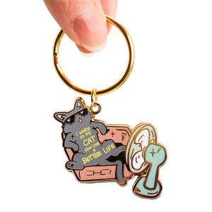 I Work So My Cat Can Live A Better Life (Korat Cat) Keychain  Flair Fighter   