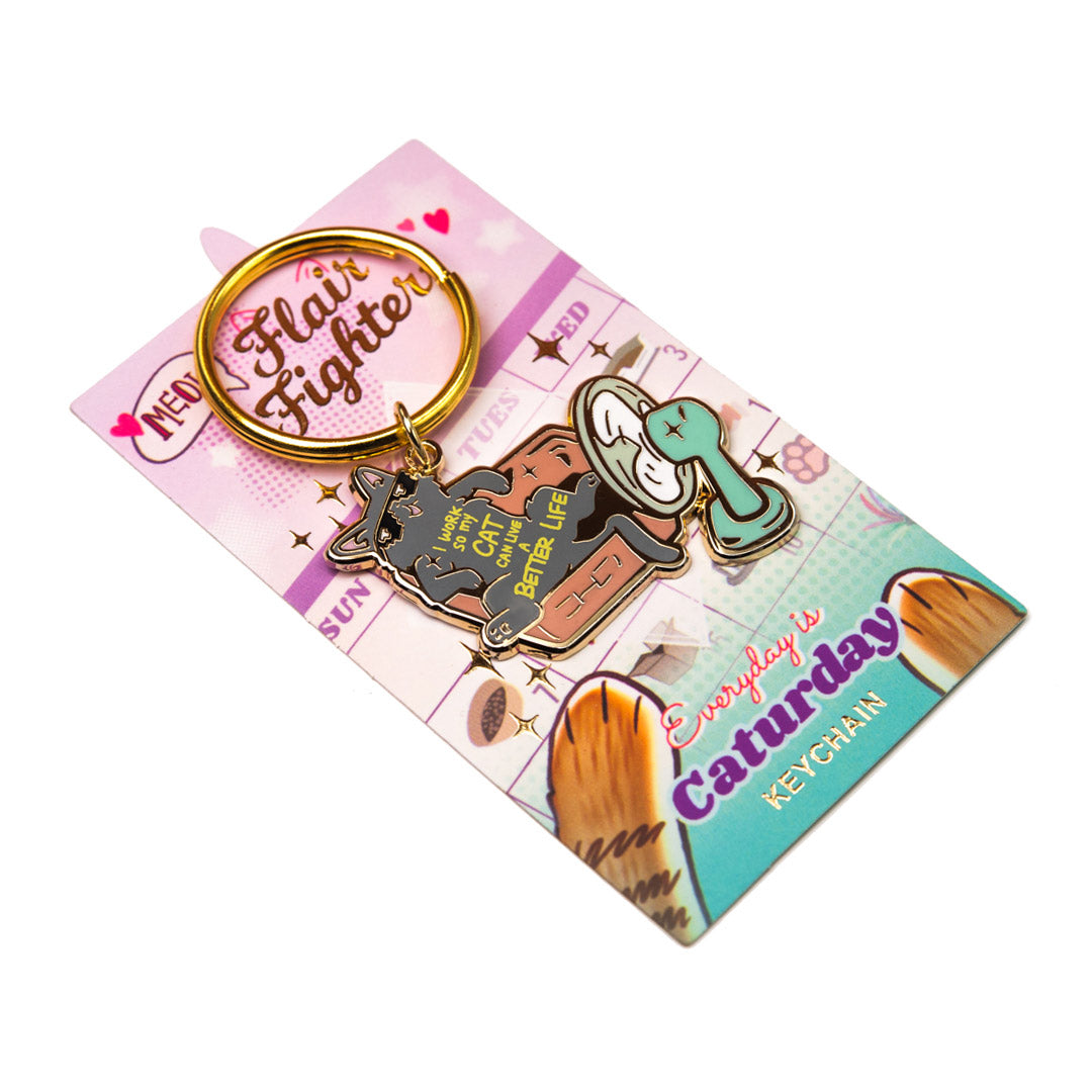 I Work So My Cat Can Live A Better Life (Korat Cat) Keychain  Flair Fighter   