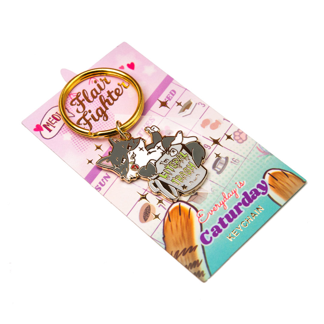 I'm Literal Trash (Norwegian Forest Cat) Keychain  Flair Fighter   