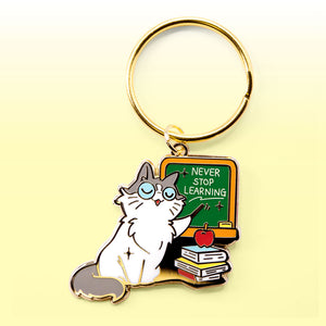 Never Stop Learning (Ragamuffin Cat) Keychain  Flair Fighter   