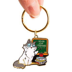 Never Stop Learning (Ragamuffin Cat) Keychain  Flair Fighter   