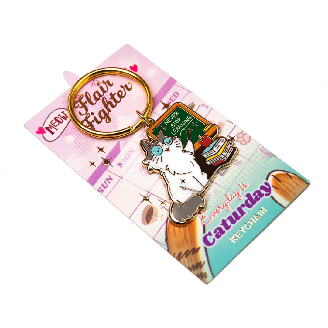 Never Stop Learning (Ragamuffin Cat) Keychain  Flair Fighter   
