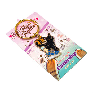 Purr Purr Rub Rub Ver. A Version RIGHT LEG (American Shorthair Cat) Enamel Pin + Keychain + Vinyl Sticker BUNDLE [3 PCS]  Flair Fighter   
