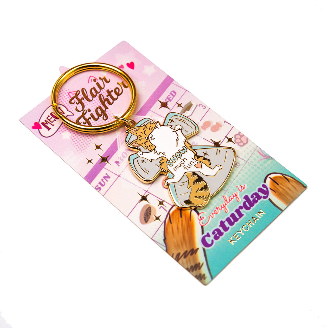 Snow Much Fun (Norwegian Forest Cat) Keychain  Flair Fighter   