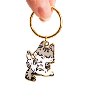 Talk To The Paw (Egyptian Mau Cat) Enamel Pin + Keychain + Vinyl Sticker BUNDLE [3 PCS]  Flair Fighter   