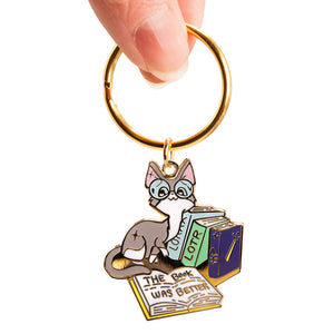 The Book Was Better (Cornish Rex Cat) Keychain  Flair Fighter   