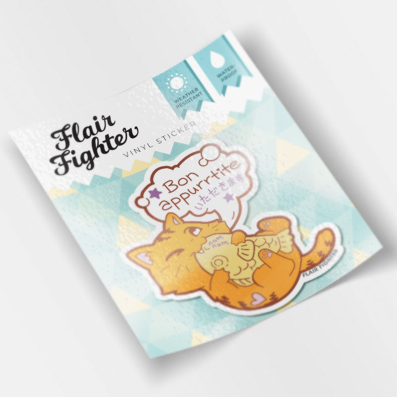 Bon Appurrtite Cat Vinyl Sticker Decorative Stickers Flair Fighter   