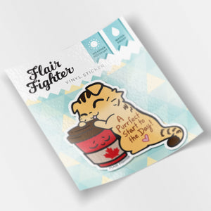 A Purrfect Start To The Day Timmies Version (Scottish Fold Cat) Vinyl Sticker Decorative Stickers Flair Fighter   
