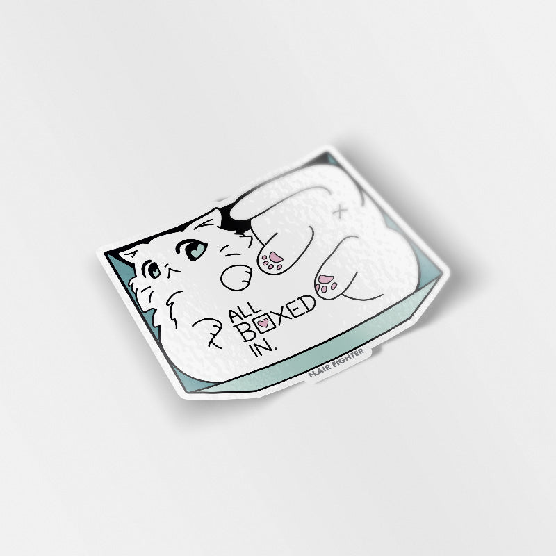 All Boxed In (Turkish Angora Cat) Vinyl Sticker Decorative Stickers Flair Fighter   