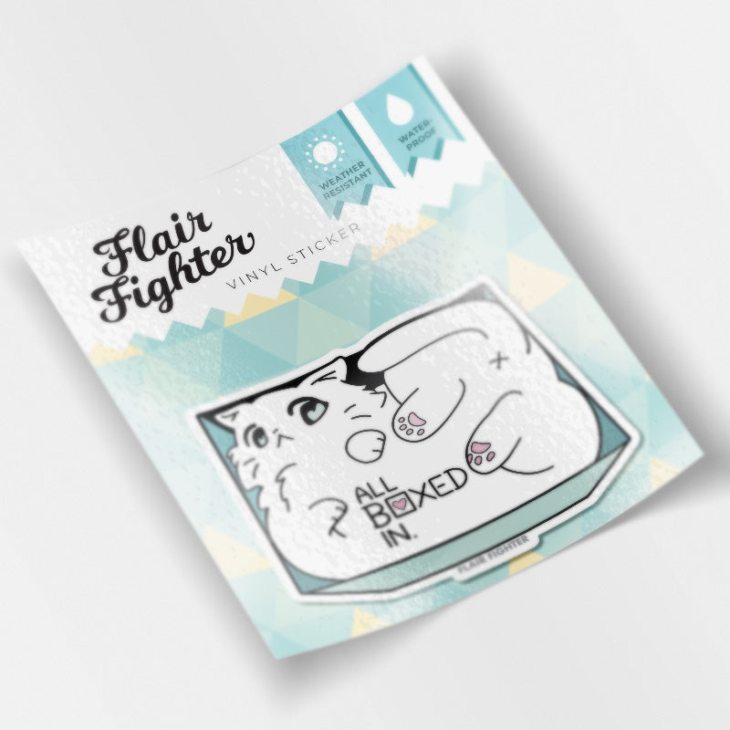 All Boxed In (Turkish Angora Cat) Vinyl Sticker Decorative Stickers Flair Fighter   