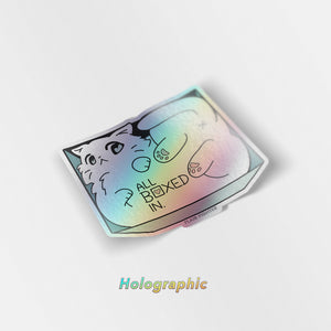 All Boxed In (Turkish Angora Cat) Holographic Vinyl Sticker Decorative Stickers Flair Fighter   