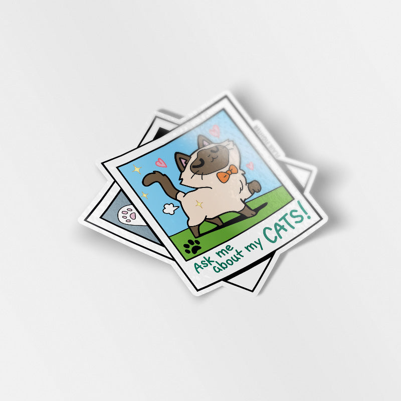 Ask Me About My Cats! (Tonkinese Cat) Vinyl Sticker Decorative Stickers Flair Fighter   