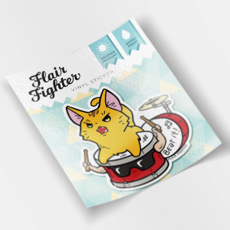 Beat It (Abyssinian Cat) Vinyl Sticker Decorative Stickers Flair Fighter   