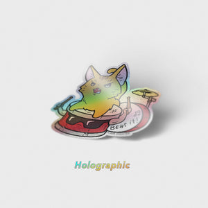 Beat It (Abyssinian Cat) Holographic Vinyl Sticker Decorative Stickers Flair Fighter   