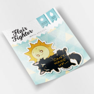 Can't Wake Up (Chantilly-Tiffany Black Cat) Enamel Pin + Keychain + Vinyl Sticker BUNDLE [3 PCS]  Flair Fighter   