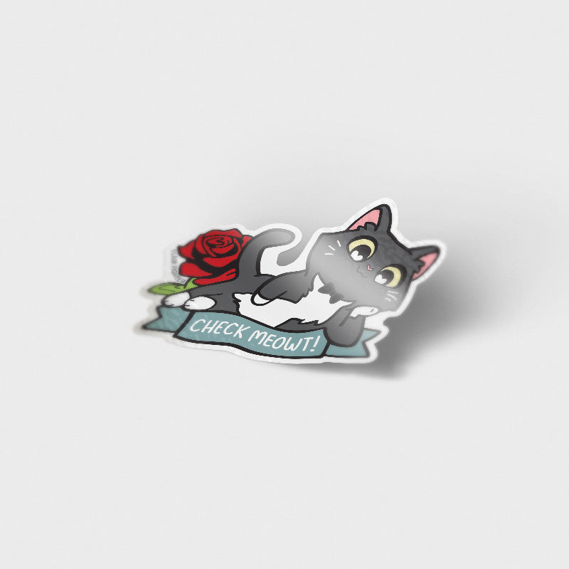 Check Meowt (Tuxedo Cat) Vinyl Sticker Decorative Stickers Flair Fighter   
