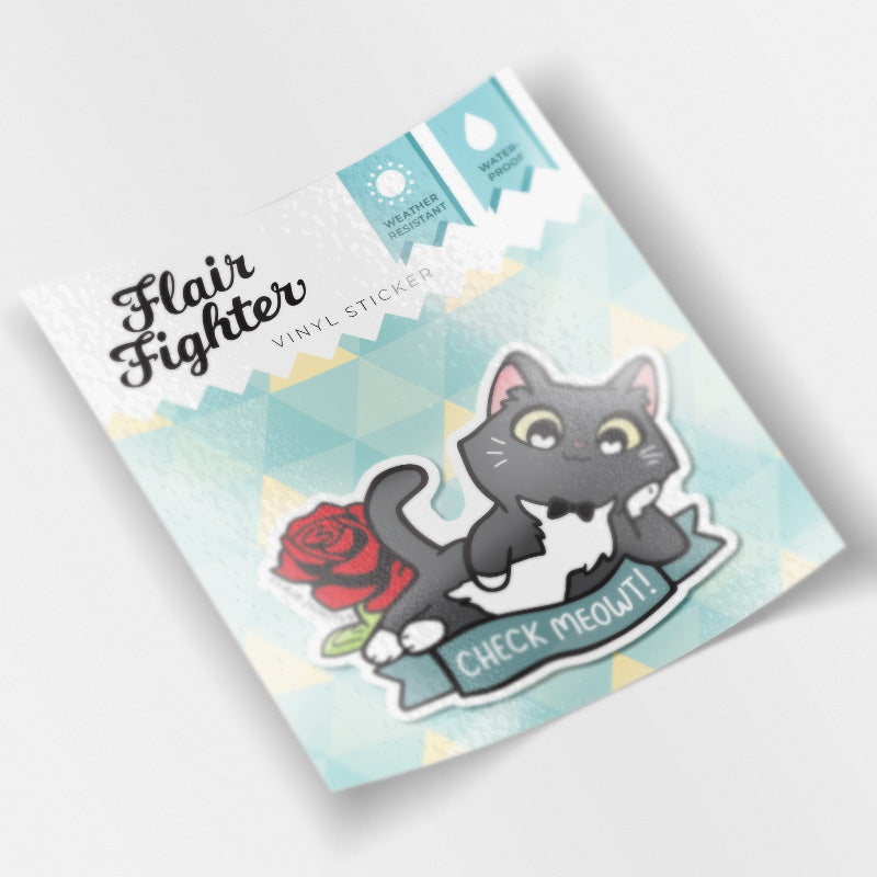 Check Meowt (Tuxedo Cat) Vinyl Sticker Decorative Stickers Flair Fighter   