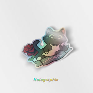 Check Meowt (Tuxedo Cat) Holographic Vinyl Sticker Decorative Stickers Flair Fighter   