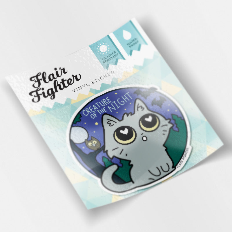 Creature Of The Night (Chartreux Cat) Vinyl Sticker Decorative Stickers Flair Fighter   