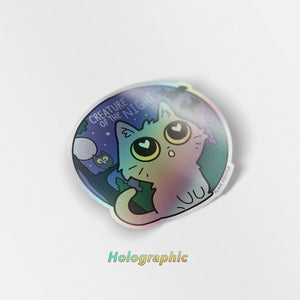 Creature Of The Night (Chartreux Cat) Holographic Vinyl Sticker Decorative Stickers Flair Fighter   