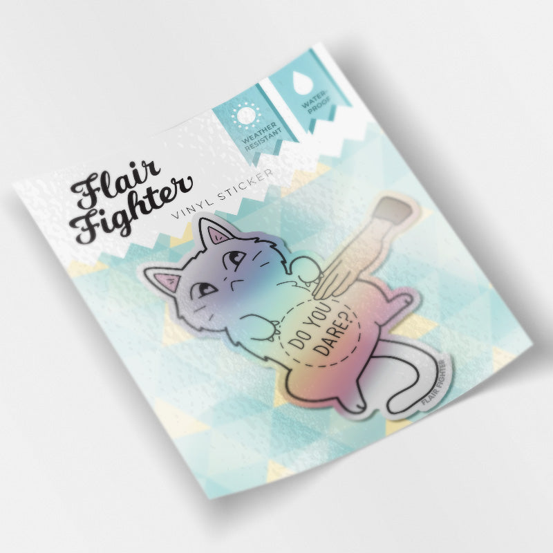 Do You Dare (Khao Manee Cat) Holographic Vinyl Sticker Decorative Stickers Flair Fighter   