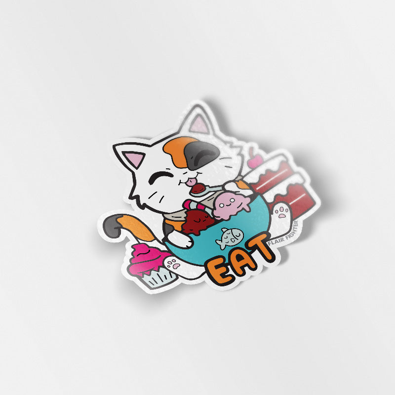 EAT (Calico Cat) Vinyl Sticker Decorative Stickers Flair Fighter   