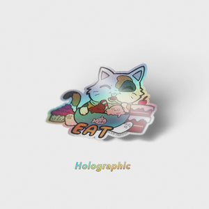 EAT (Calico Cat) Holographic Vinyl Sticker Decorative Stickers Flair Fighter   