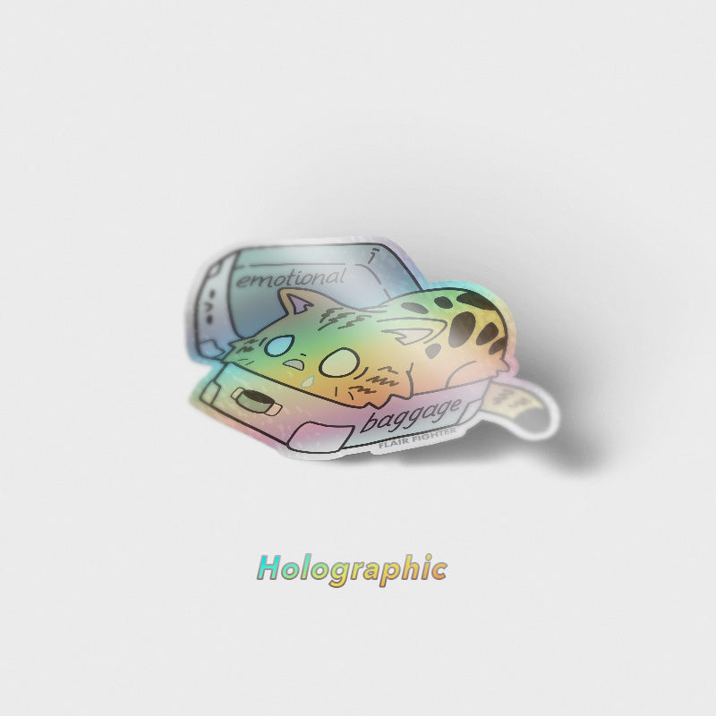 Emotional Baggage (Bengal Cat) Holographic Vinyl Sticker Decorative Stickers Flair Fighter   