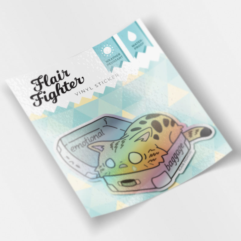 Emotional Baggage (Bengal Cat) Holographic Vinyl Sticker Decorative Stickers Flair Fighter   