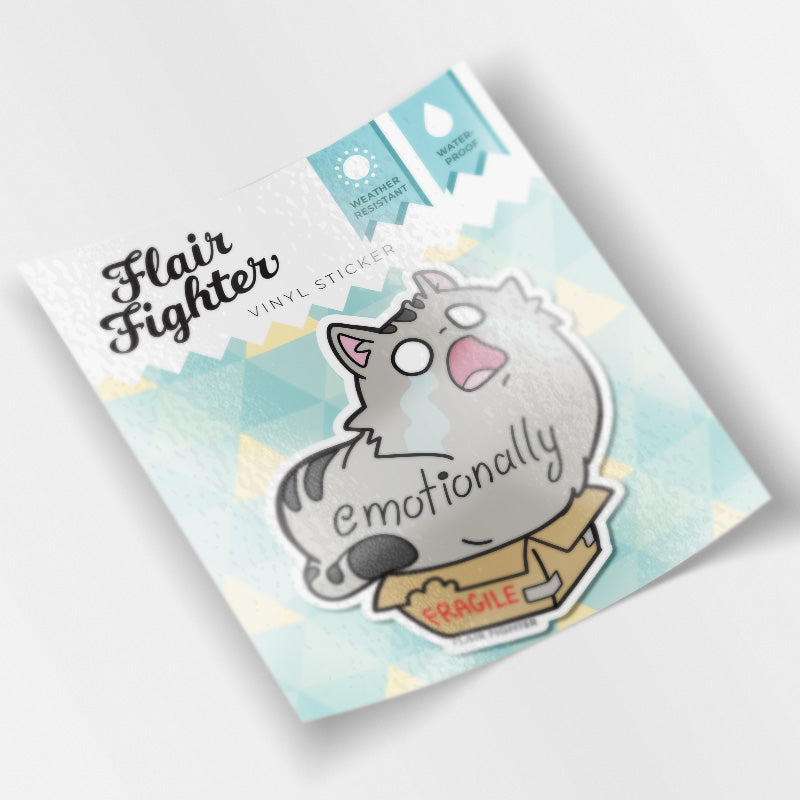 Emotionally Fragile (Maine Coon Cat) Vinyl Sticker Decorative Stickers Flair Fighter   