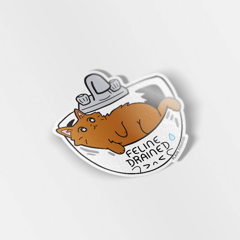 Feline Drained (Havana Brown Cat) Vinyl Sticker Decorative Stickers Flair Fighter   
