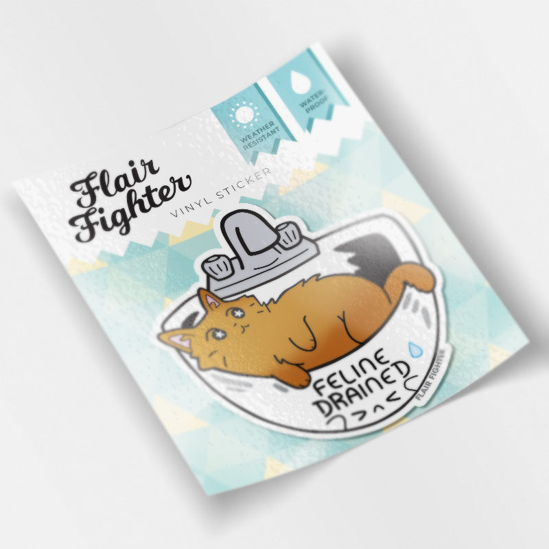 Feline Drained (Havana Brown Cat) Vinyl Sticker Decorative Stickers Flair Fighter   