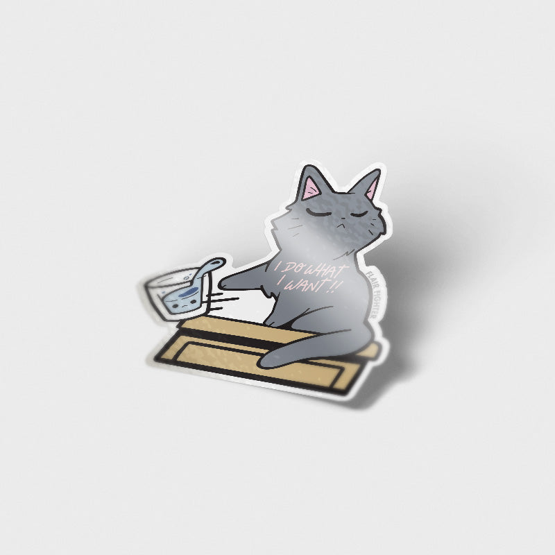 I Do What I Want (Chartreux Cat) Vinyl Sticker Decorative Stickers Flair Fighter   