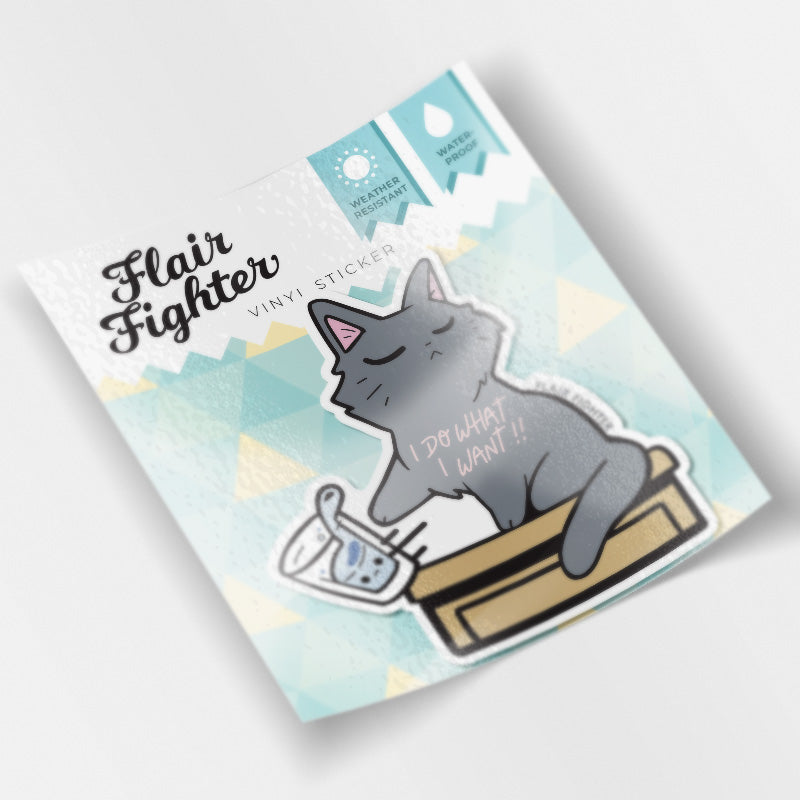 I Do What I Want (Chartreux Cat) Vinyl Sticker Decorative Stickers Flair Fighter   