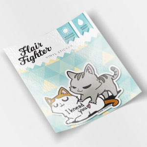 I Knead You (Turkish Van & European Shorthair Cat) Vinyl Sticker Decorative Stickers Flair Fighter   