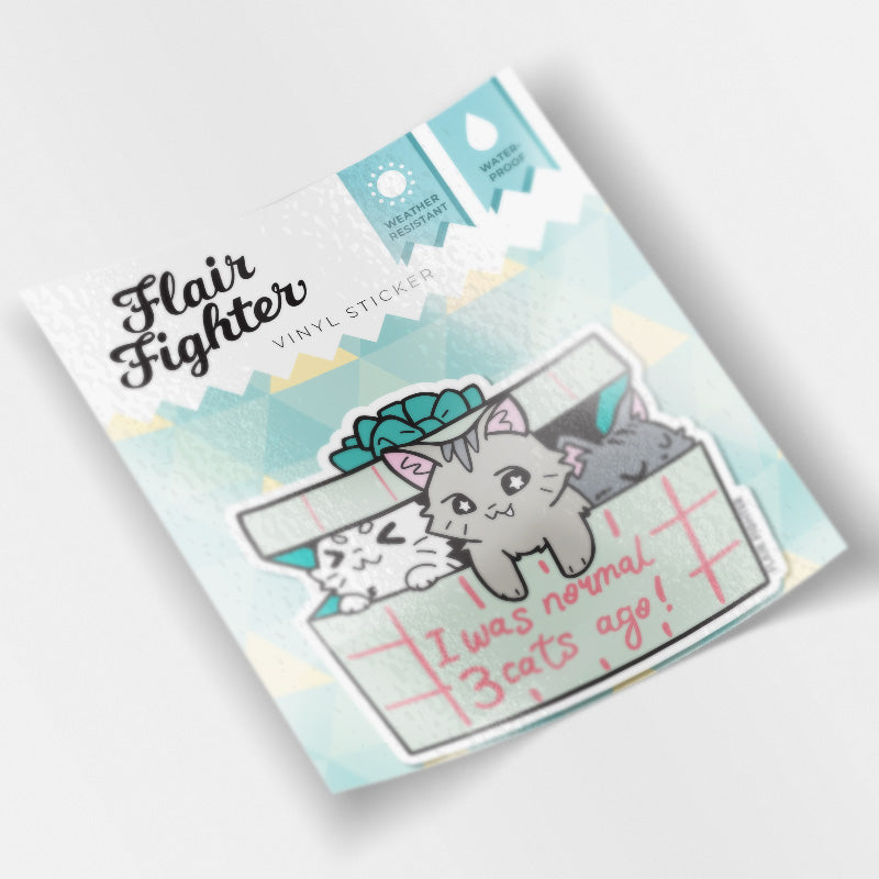 I Was Normal 3 Cats Ago (Domestic Shorthair Cat) Vinyl Sticker Decorative Stickers Flair Fighter   