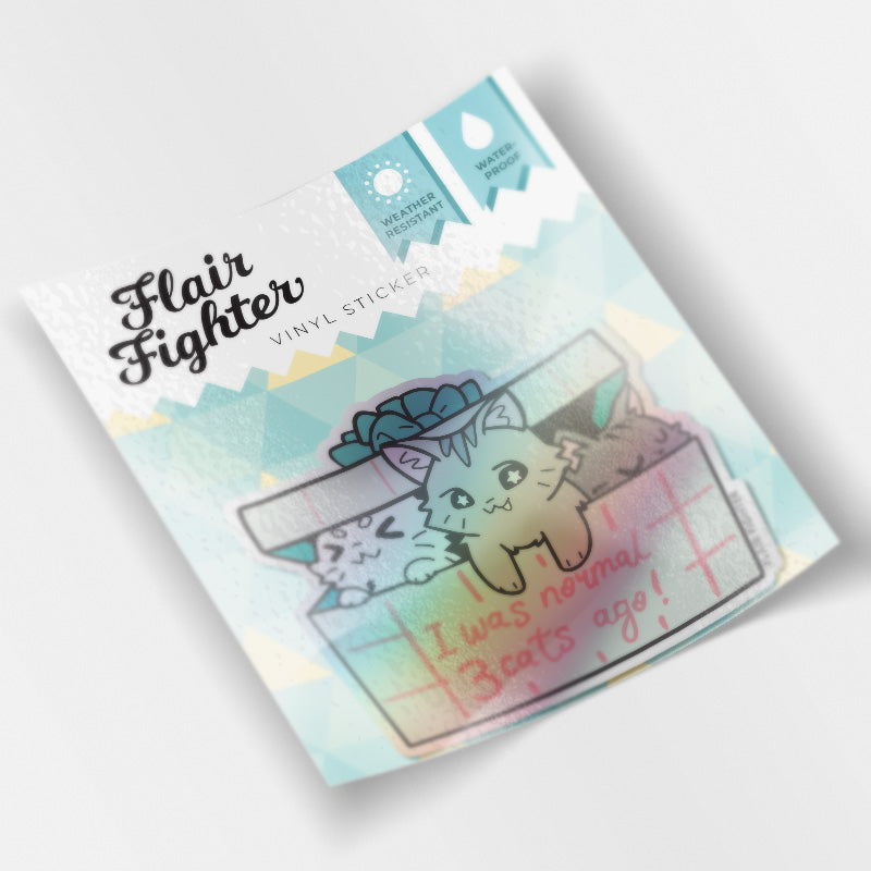 I Was Normal 3 Cats Ago (Domestic Shorthair Cat) Holographic Vinyl Sticker Decorative Stickers Flair Fighter   