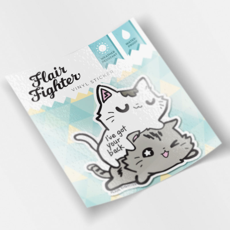 I've Got Your Back (Munchkin Cats) Vinyl Sticker Decorative Stickers Flair Fighter   