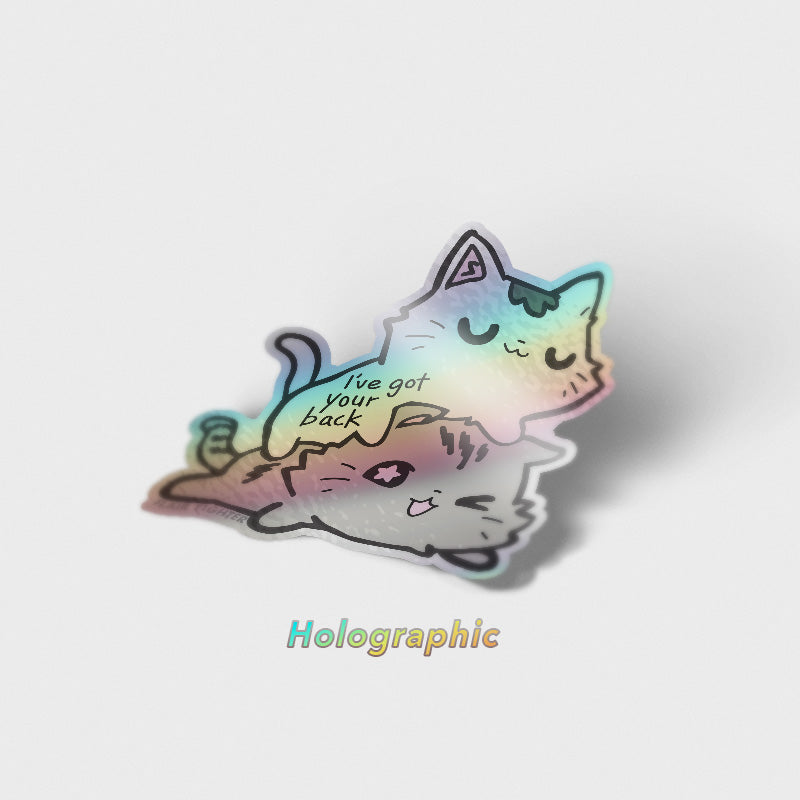 I've Got Your Back (Munchkin Cats) Holographic Vinyl Sticker Decorative Stickers Flair Fighter   