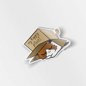 My Happy Place Box (British Shorthair Cat) Enamel Pin + Keychain + Vinyl Sticker BUNDLE [3 PCS]  Flair Fighter   