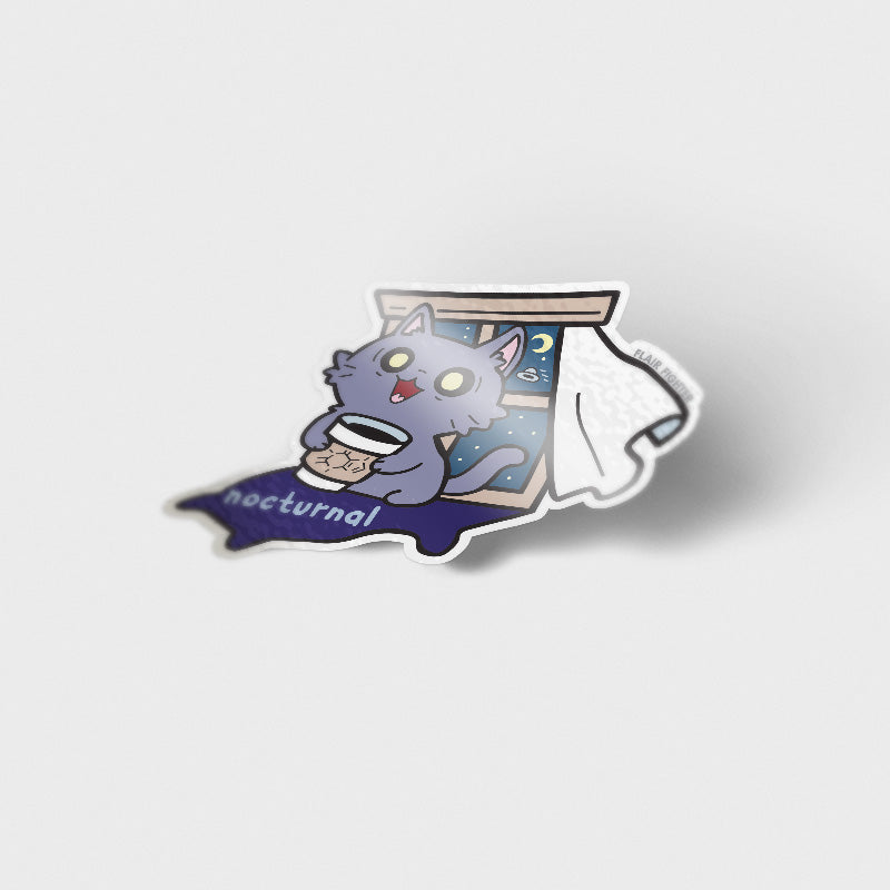 Nocturnal (Nebelung Cat) Vinyl Sticker Decorative Stickers Flair Fighter   