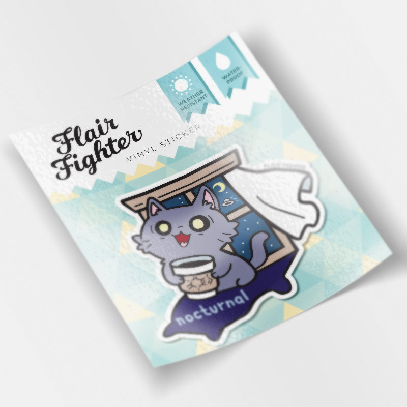 Nocturnal (Nebelung Cat) Vinyl Sticker Decorative Stickers Flair Fighter   
