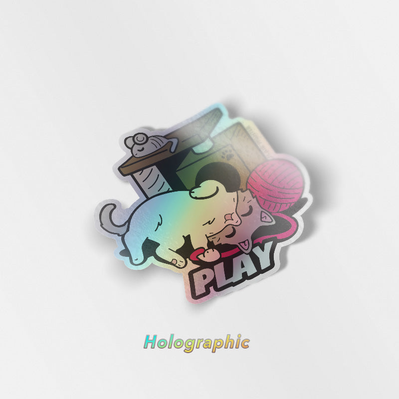 PLAY (Ragdoll Cat) Holographic Vinyl Sticker Decorative Stickers Flair Fighter   