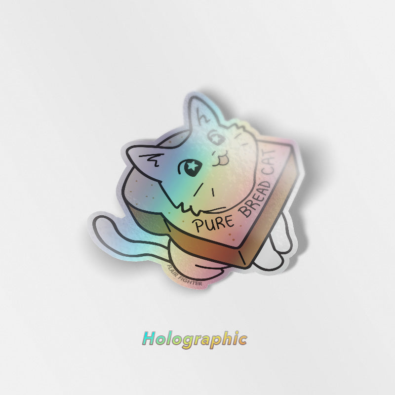 Pure Bread Cat (Munchkin Cat) Holographic Vinyl Sticker Decorative Stickers Flair Fighter   