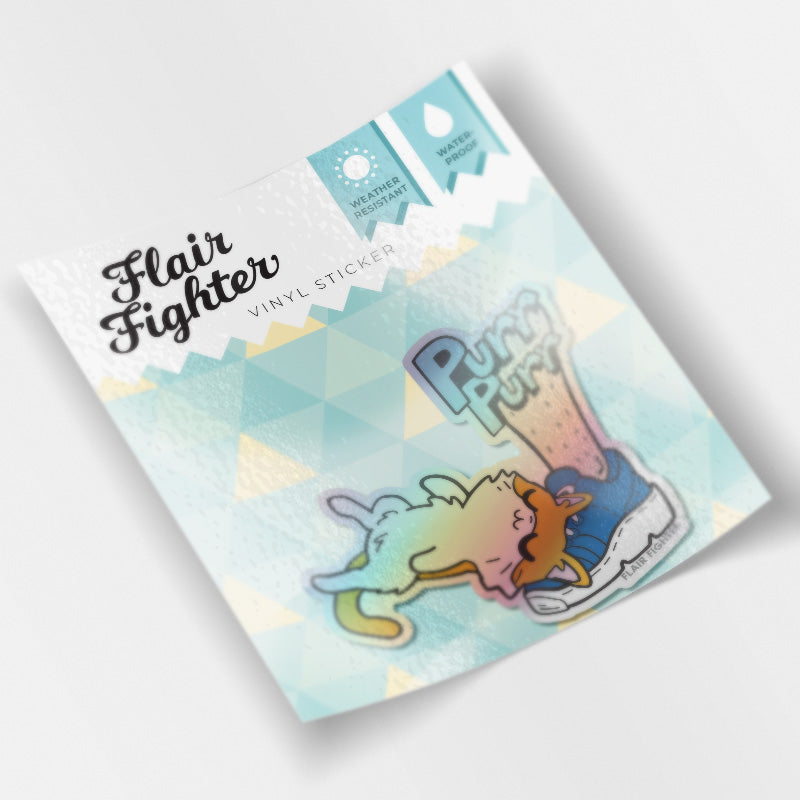 Purr Purr Rub Rub Ver. A Version LEFT LEG (American Shorthair Cat) Holographic Vinyl Sticker Decorative Stickers Flair Fighter   