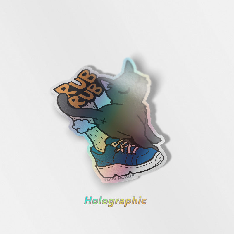 Purr Purr Rub Rub Ver. A Version RIGHT LEG (American Shorthair Cat) Holographic Vinyl Sticker Decorative Stickers Flair Fighter   