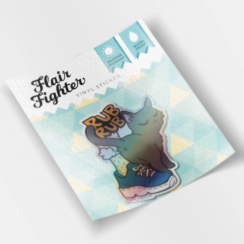 Purr Purr Rub Rub Ver. A Version RIGHT LEG (American Shorthair Cat) Holographic Vinyl Sticker Decorative Stickers Flair Fighter   