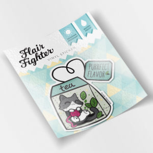 Purrfect Flavor Tea (Tuxedo Cat) Vinyl Sticker Decorative Stickers Flair Fighter   